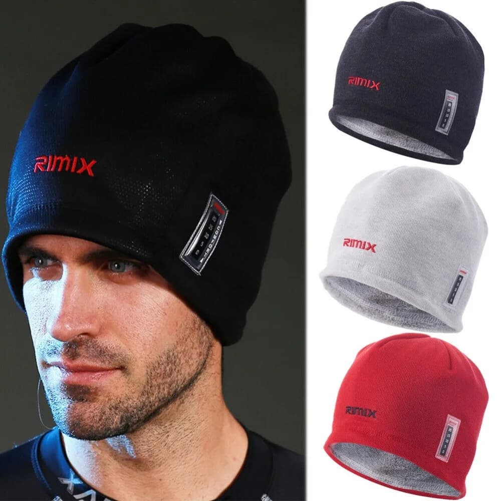 Winter hooded helmet cover with warm skull for men woman in thermal fleece knitted windproof cycling race ski caps hat