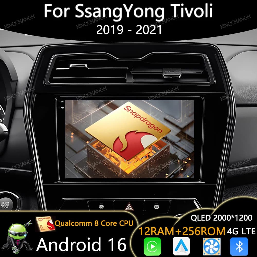 Android 16 Car Radio For SsangYong Tivoli 2019 2020 2021 QLED BT Multimedia Stereo Video Player 4G WIFI Head Unit Qualcomm 2DIN