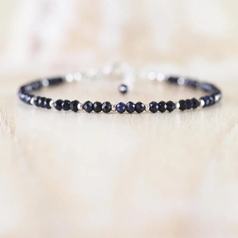 Sapphire exquisite bracelet, paired with a delicate navy blue gemstone layered bracelet