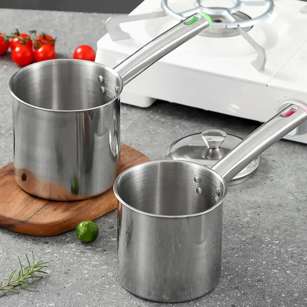 1Set Household Fryer Stainless Steel Deep Frying Pot Small Fry Pan Metal Fryer Pot for Soup Stewing Boiling and Frying Chicken