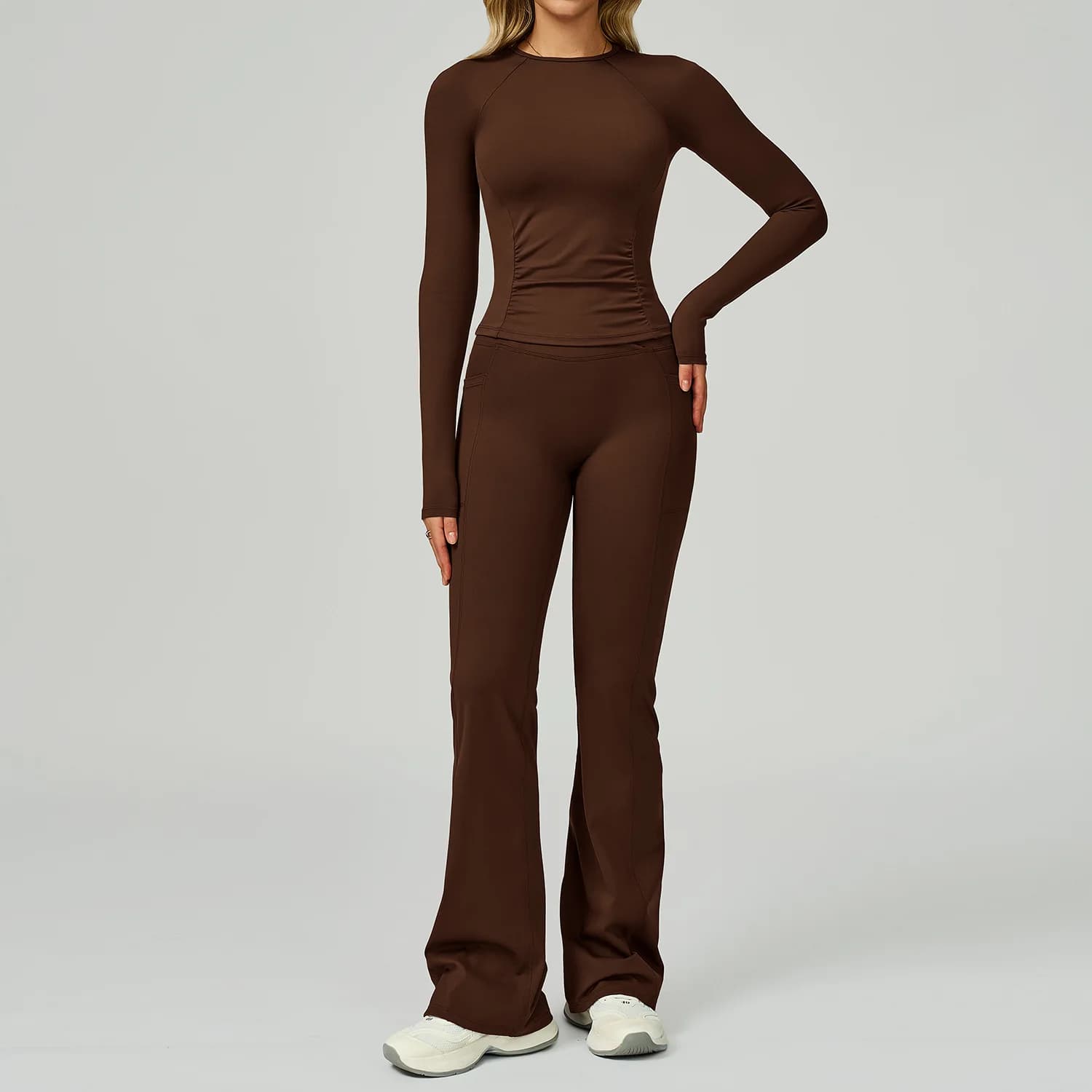 Yoga Set 2 pieces Women's Training Set Fitness Sports Clothing Gym Jumpsuit Women's High Waist Leggings Sportswear Long Sleeve Yoga