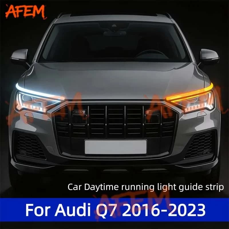 For Audi Q7 2016-2023 Daytime Running Light Guide Strip Auto LED DRL Daytime Running light Flexible Decorative Ambient Lamp