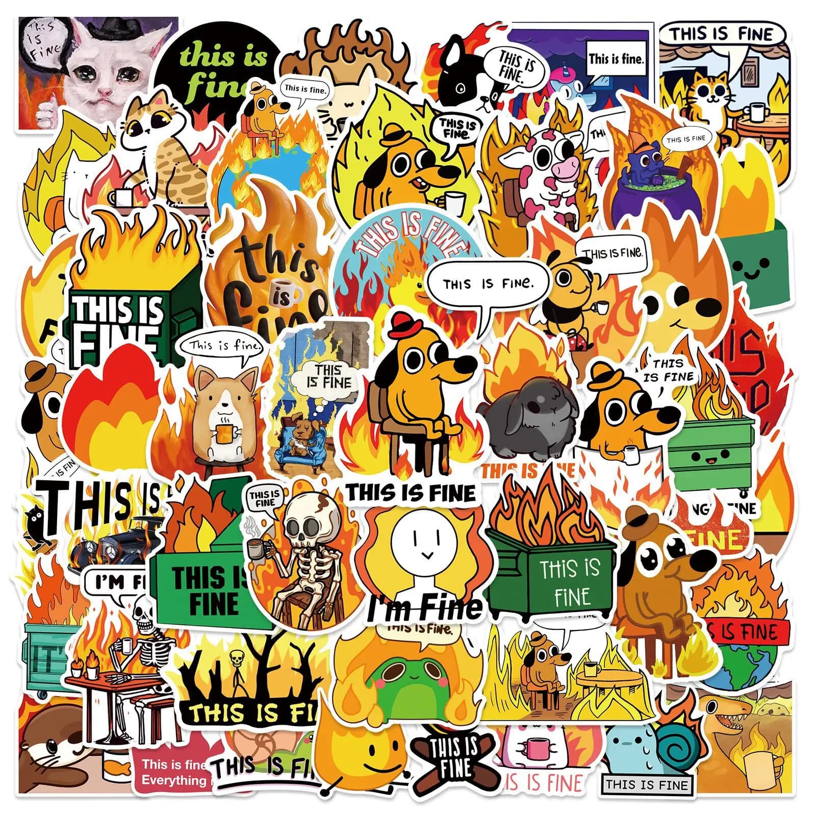 50Pcs This Is Fine Graffiti Sticker Phone Case Tablet Water Cup Helmet Waterproof Sticker