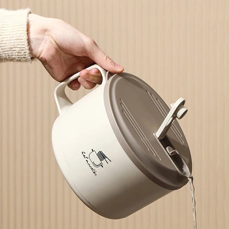 304 Stainless Steel Foam Bowl Large Capacity Double-Layer Anti-Scald Lunch Box With Tableware/Lid Can Drain Ramen Bowl