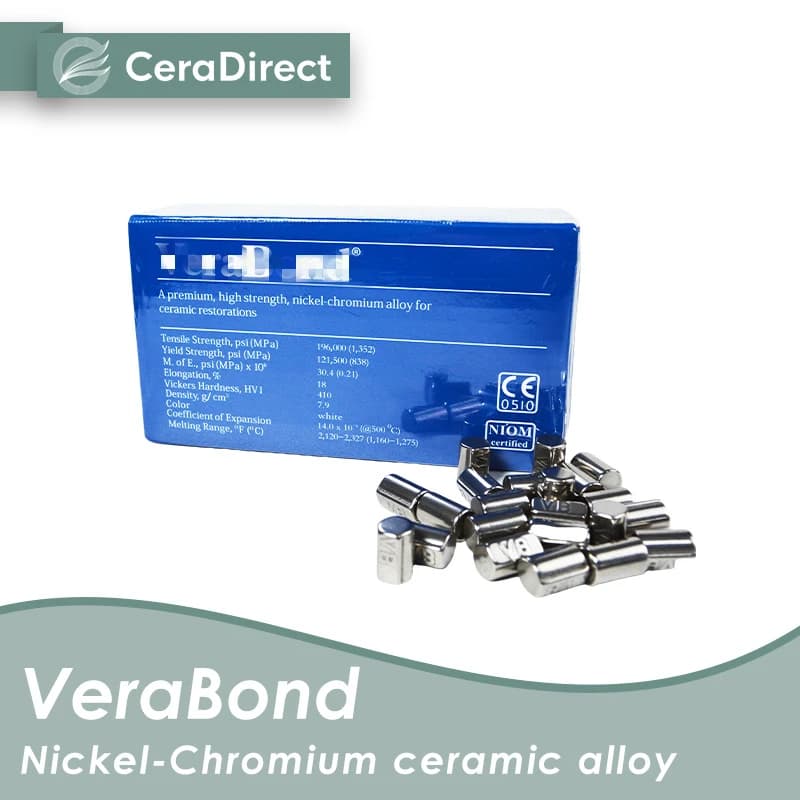I materiali del laboratorio odontotecnico Ceradirect sono utilizzati VeraBond per la porcellana dentale in lega ceramica al nichel-cromo 1 kg/scatola