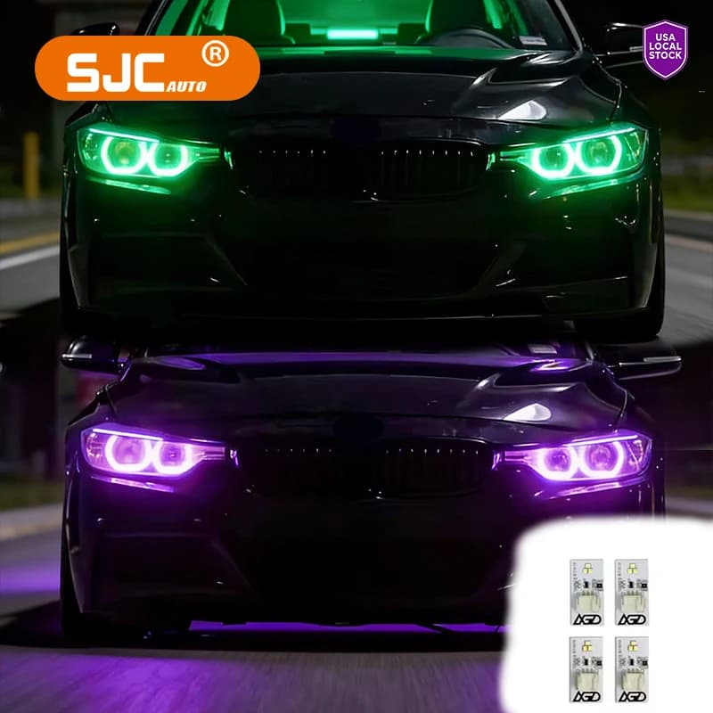 Modulo DRL RGB SJC Auto per BMW Serie 3 F30 F31 F35 2012-2019 LCI, fari a LED con moduli DRL a colori commutabili.