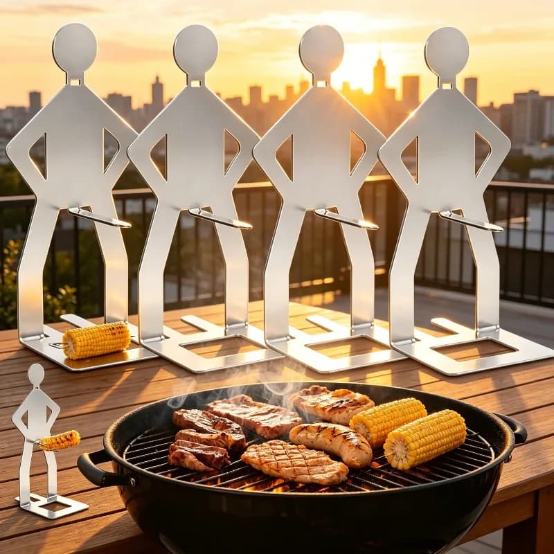 Strongman Sausage Holder Camping Supplies 304 Stainless Steel BBQ Fun Sausage Grill Reusable and Easy-to-Clean Hot Dog Grill