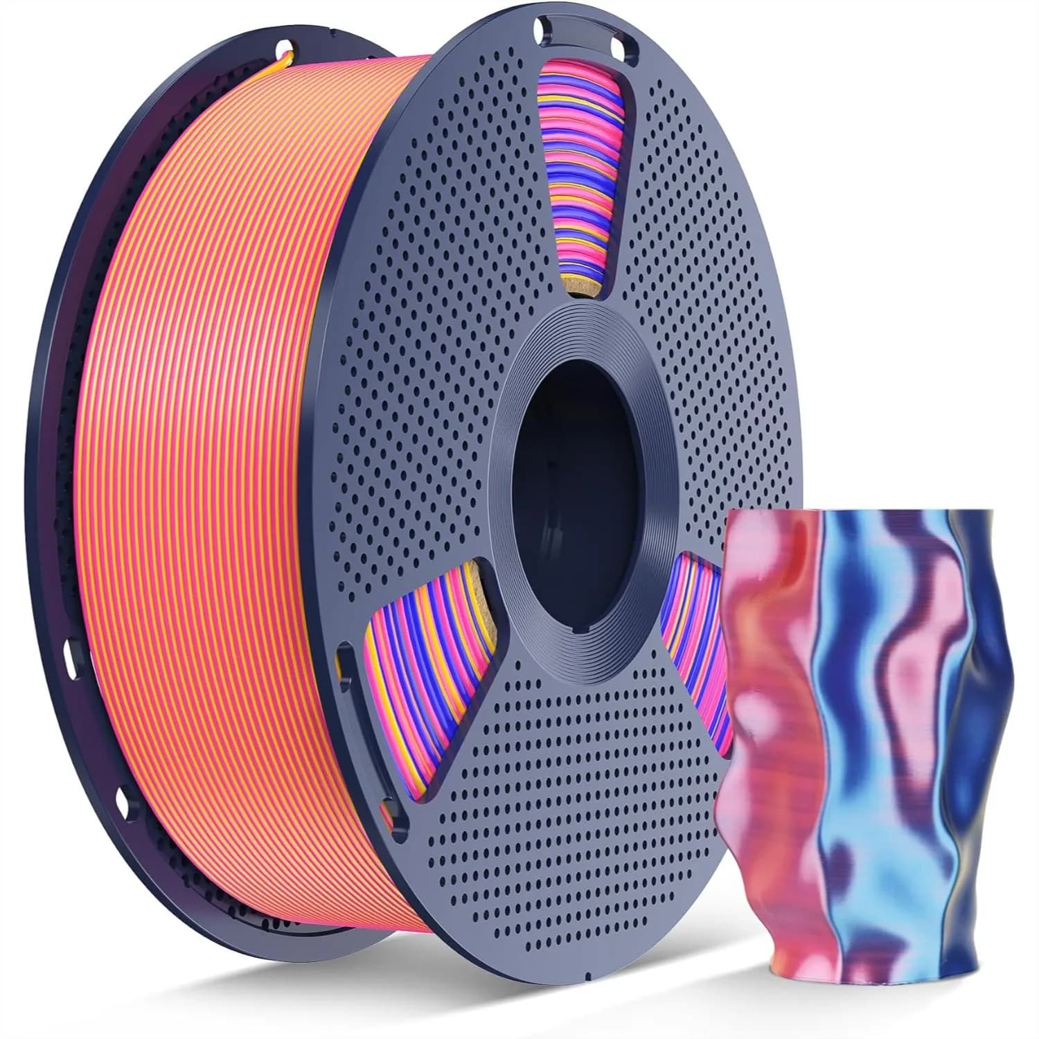 Filamento PLA Seta Tricolore 1.75mm, Filamento Lucido per Stampante 3D Bobina da 1KG per Stampe Multicolore