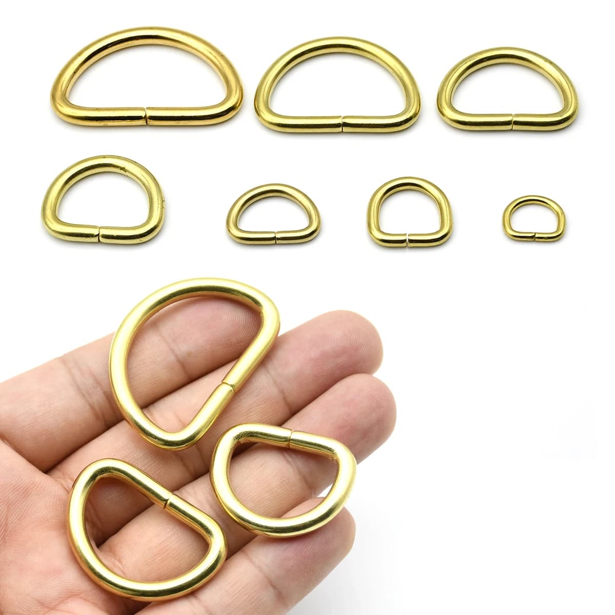 2 pezzi in ottone massiccio anelli a D fibbie per parti della borsa cinghia cintura borsa tessitura collare per cani larghezza interna 10-38mm accessori artigianali in pelle