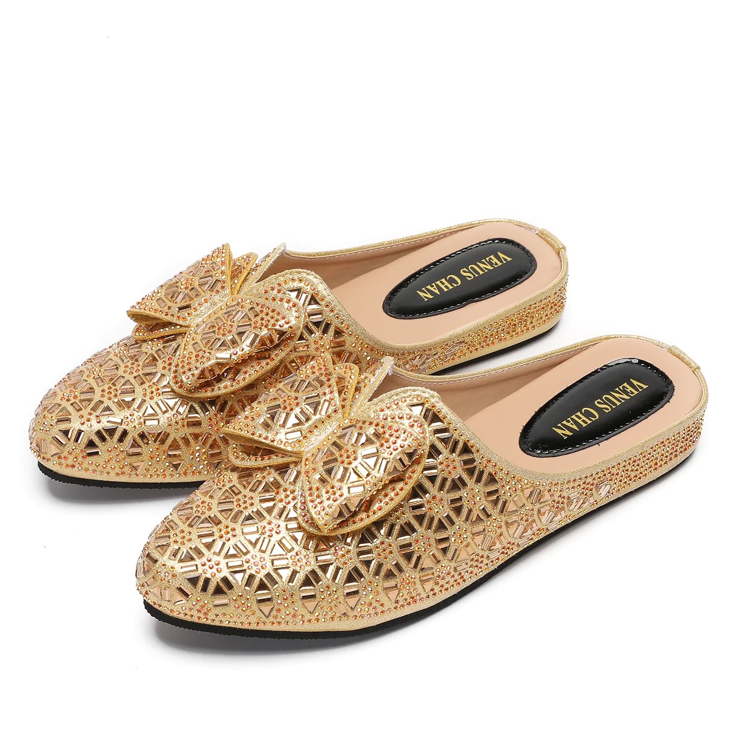 Pantofole da festa eleganti di design di lusso stile INS piatte Mezze scarpe da sposa comode e casual antiscivolo