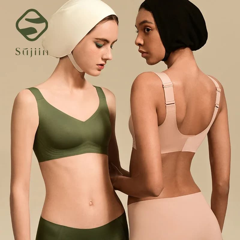SUJIIN Reggiseni senza fili senza cuciture per donna Minimizzatore Reggiseni push up imbottiti invisibili Comfort Supporto morbido Bralette anti-cedimento Bh