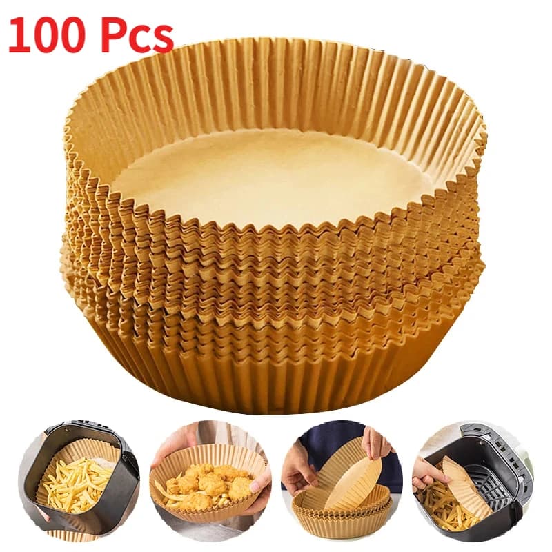 100 pcs air fryer paper trays 20 cm airfryer baking paper moulds oil proof air fryer disposable kitchen paper lining