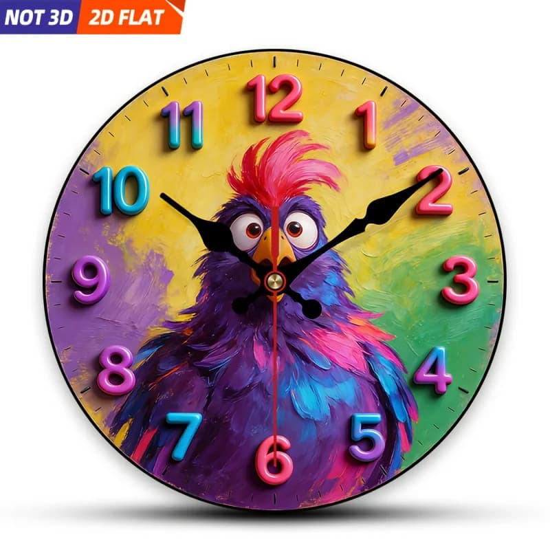 2D Piatto. 1 pezzo. Orologio da Parete a Forma di Pappagallo in Stile Cartone Animato, Silenzioso e Decorativo, Orologio da Parete Innovativo, Ideale per Valorizzare l'Arredamento