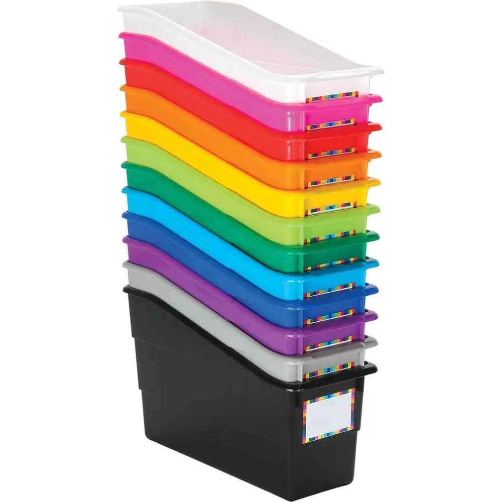 Plastic Book Holders with Name Labels, Ideal for Storage and Organization in Classrooms and Homes, 12 Pack