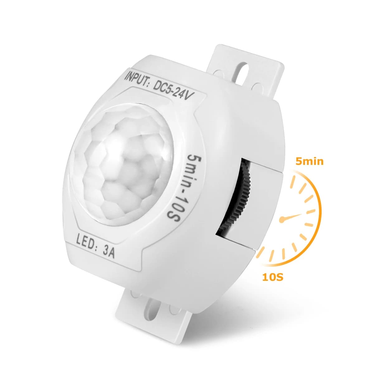 Interruttore sensore di movimento PIR per striscia luminosa a LED DC5V -24V 12V Ritardo temporale Rilevazione movimento regolabile + Controllo sensore luce