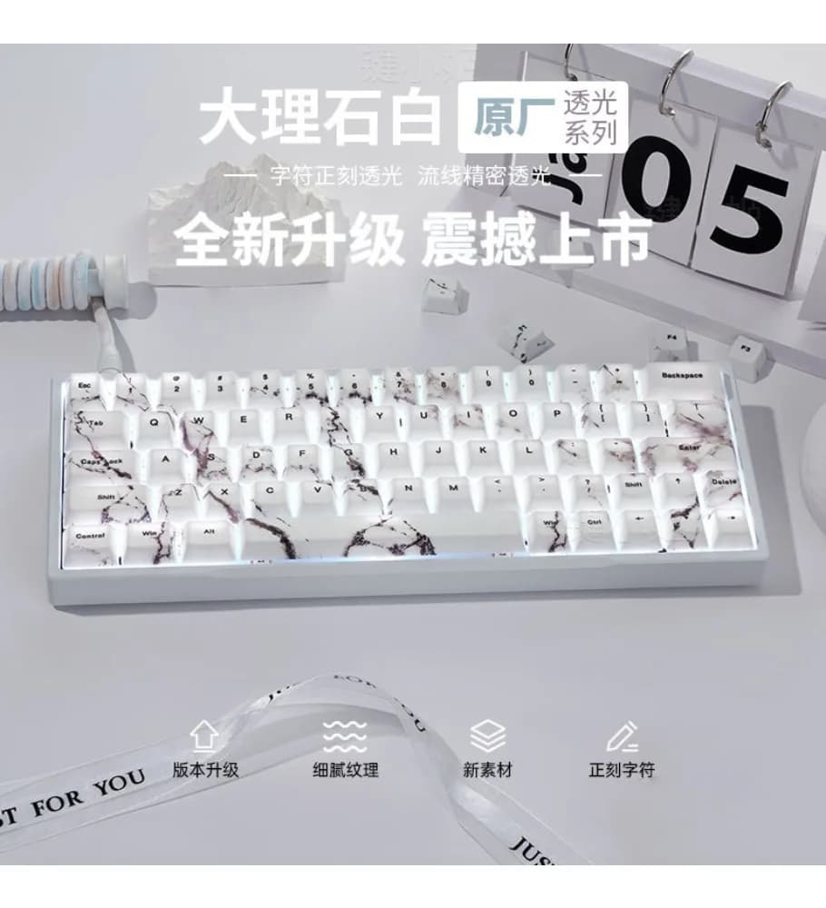 Marble autumn scene high-end PBT sublimation high aesthetic value original personalized creative mechanical keyboard keycaps