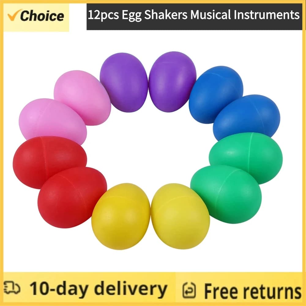 12 agitatori per uova pasquali per bambini – Maracas musicali a percussione colorate per i più piccoli, giocattoli sensoriali per bambini, riempitivi per cestini pasquali