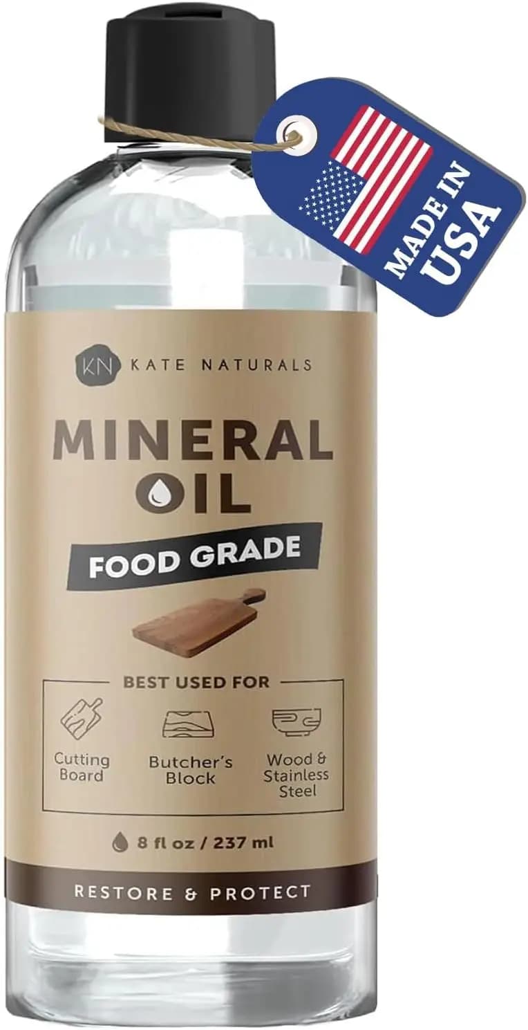 Olio Minerale Alimentare per Taglieri in Legno, Blocchi da Macellaio, Cura dei Coltelli 8oz