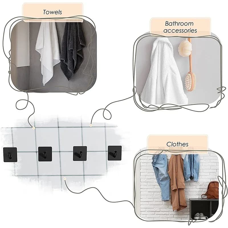 1 2Pcs Stainless Steel Silver Wall Hanging Hook Bathroom Hardware Towel Rack Toilet Paper Holder Bar Washroom Accessory