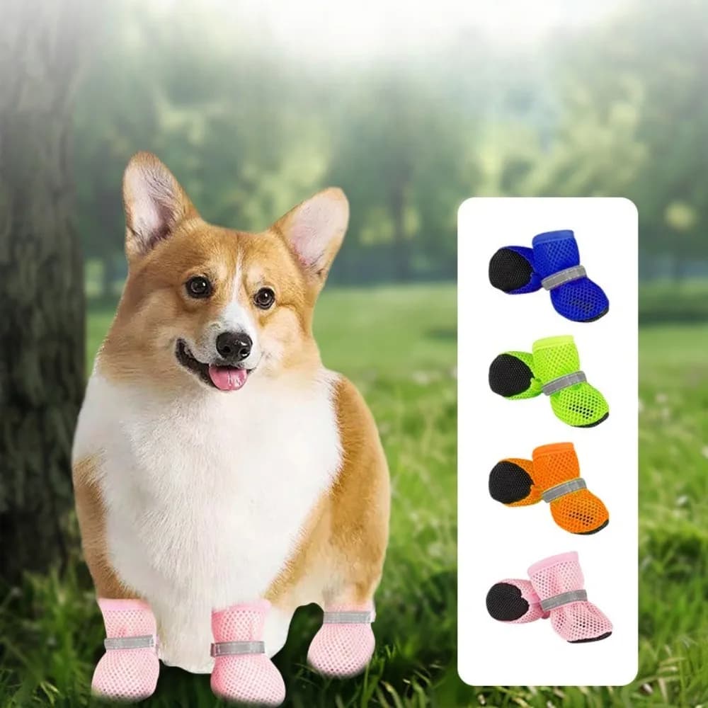 4 paia di scarpe per cani, antiscivolo, traspiranti, resistenti all'usura, adatte per animali domestici di taglia piccola e media, calzature protettive per cuccioli.