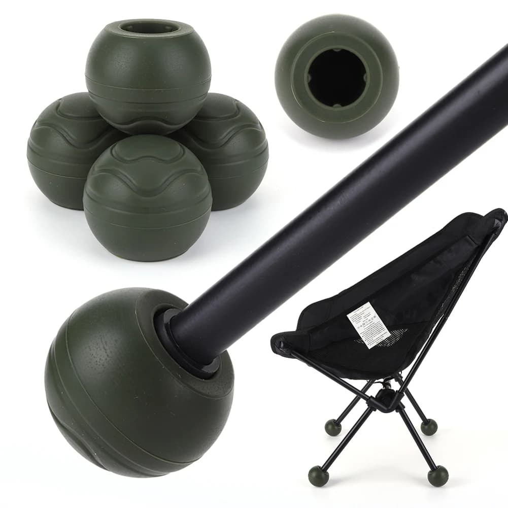 4 pcs camping chair leg cap anti slip stabilization rubber feet shock absorption ball moon chair foot cover for Helinox chair
