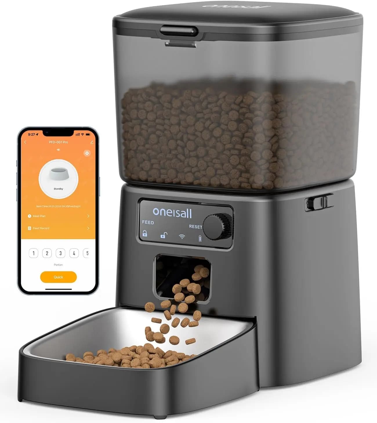 Distributore Automatico di Cibo per Gatti con WiFi e Controllo App, Gestione Porzioni per Cibo Secco, Ideale per Piccoli Animali Domestici