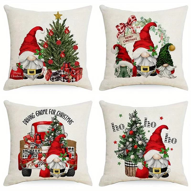Decorazioni per la casa Gnomi con alberi di Natale e regali Fodera per cuscino con motivo decorativo adatta per divano, camera da letto, auto