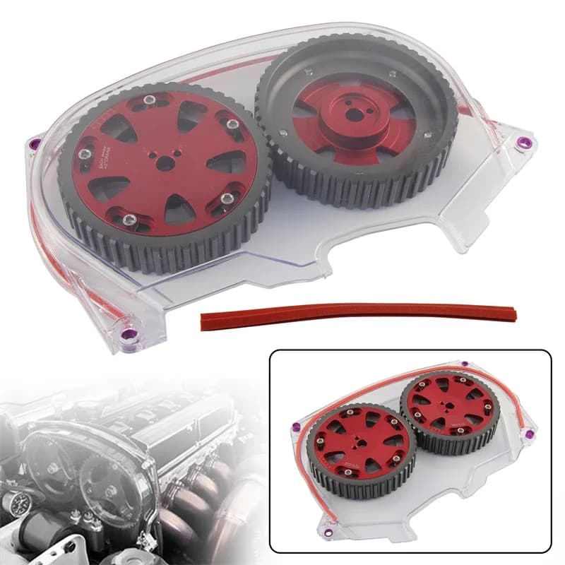 Copertura trasparente per cinghia dentata + per Mitsubishi Lancer EVO IV 96-98 V 98-99 VI 99-01 VII 01-03 VIII 03-05 4G63T Pulegge a camma