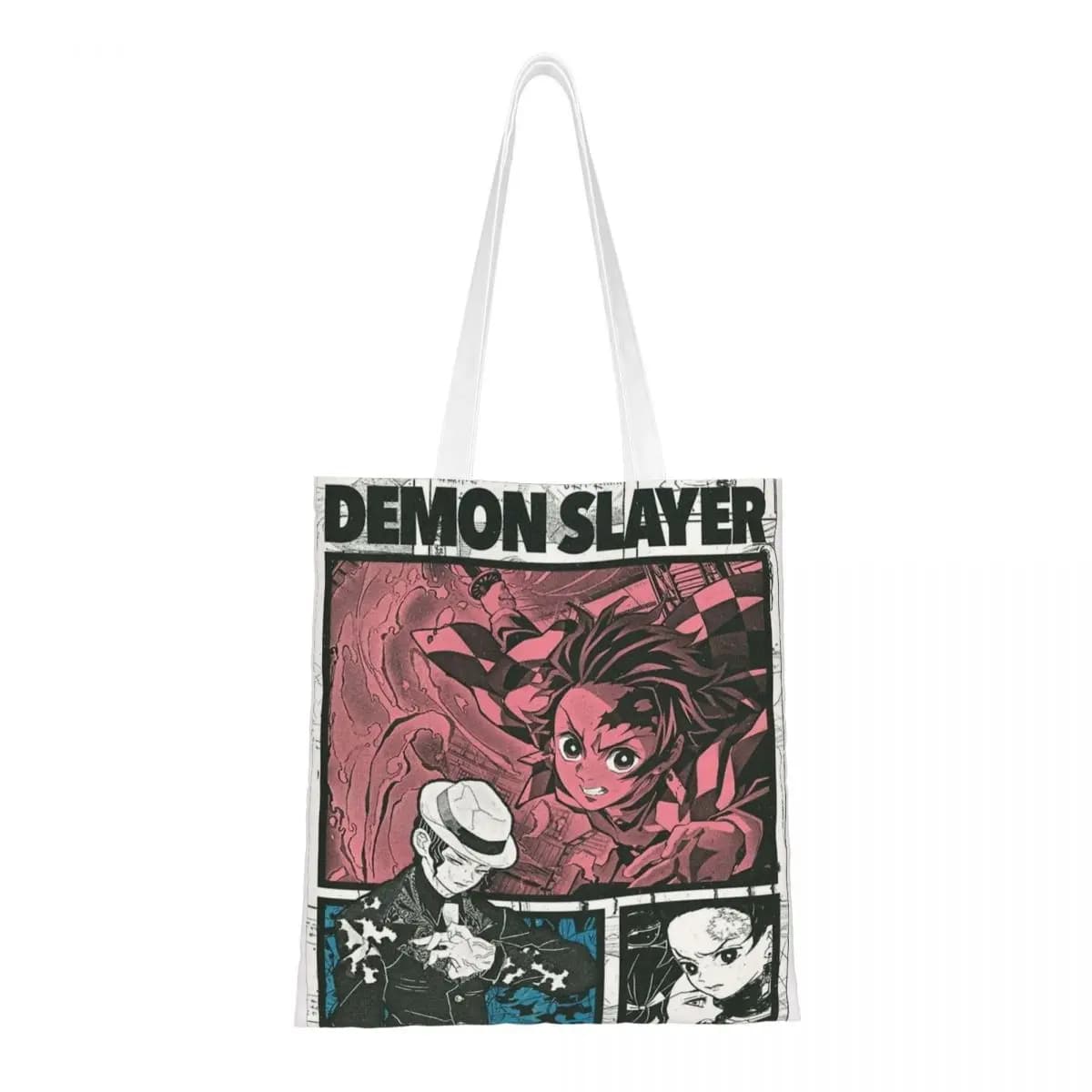 Demon Slayer Managa Tote Bag Women's Bag Canvas Shoulder Bag for College Shopping Bag