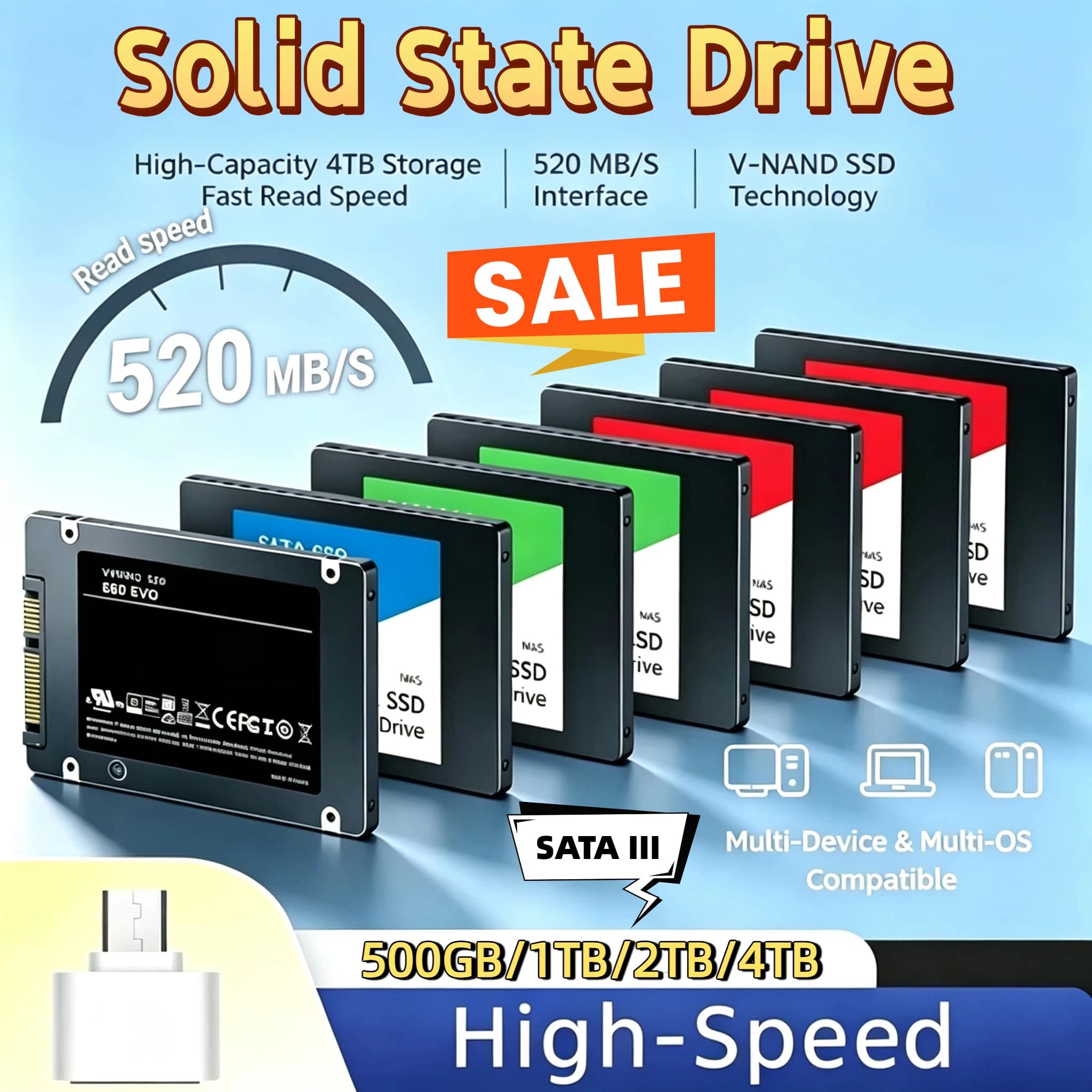 NEW 500G 1TB 4TB Solid State Disk SSD High Speed 2TB Internal HDD Hard Drive Sata3 2.5 Inch For Laptop Microcomputer Desktop
