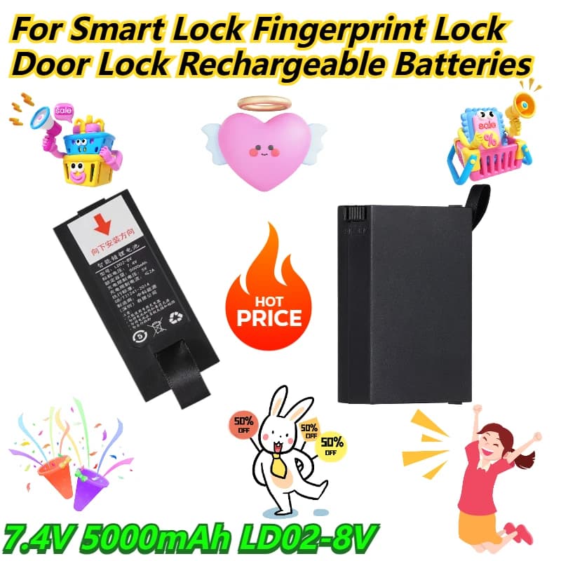 7.4V 5000mAh LD02-8V per batterie ricaricabili con serratura per impronte digitali Smart Lock