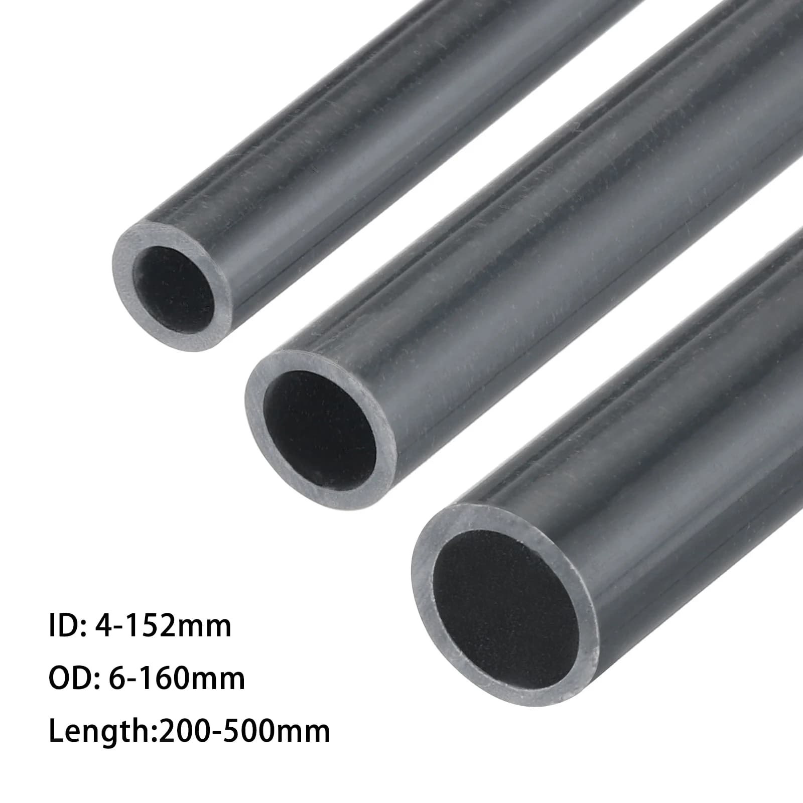 OD 6 ~ 160mm Dark Grey PVC Pipe Garden irrigation Fittings for irrigation High impact rigid round pipe for water pipe DIY cable sleeve