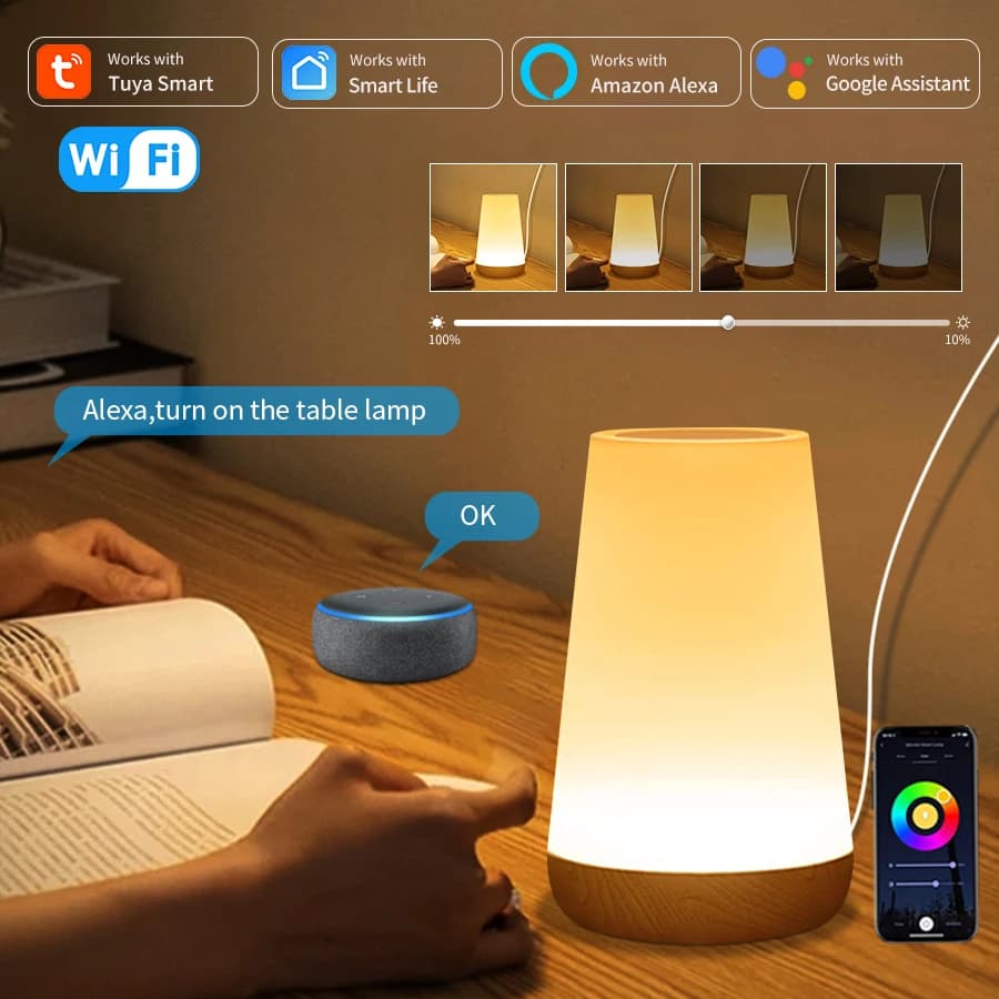 Tuya WiFi Smart Table Lamp dimmerabile App Voice Control Desk Lamp RGB Touch Lamps camera da letto Night Light funziona con Alexa Google Home