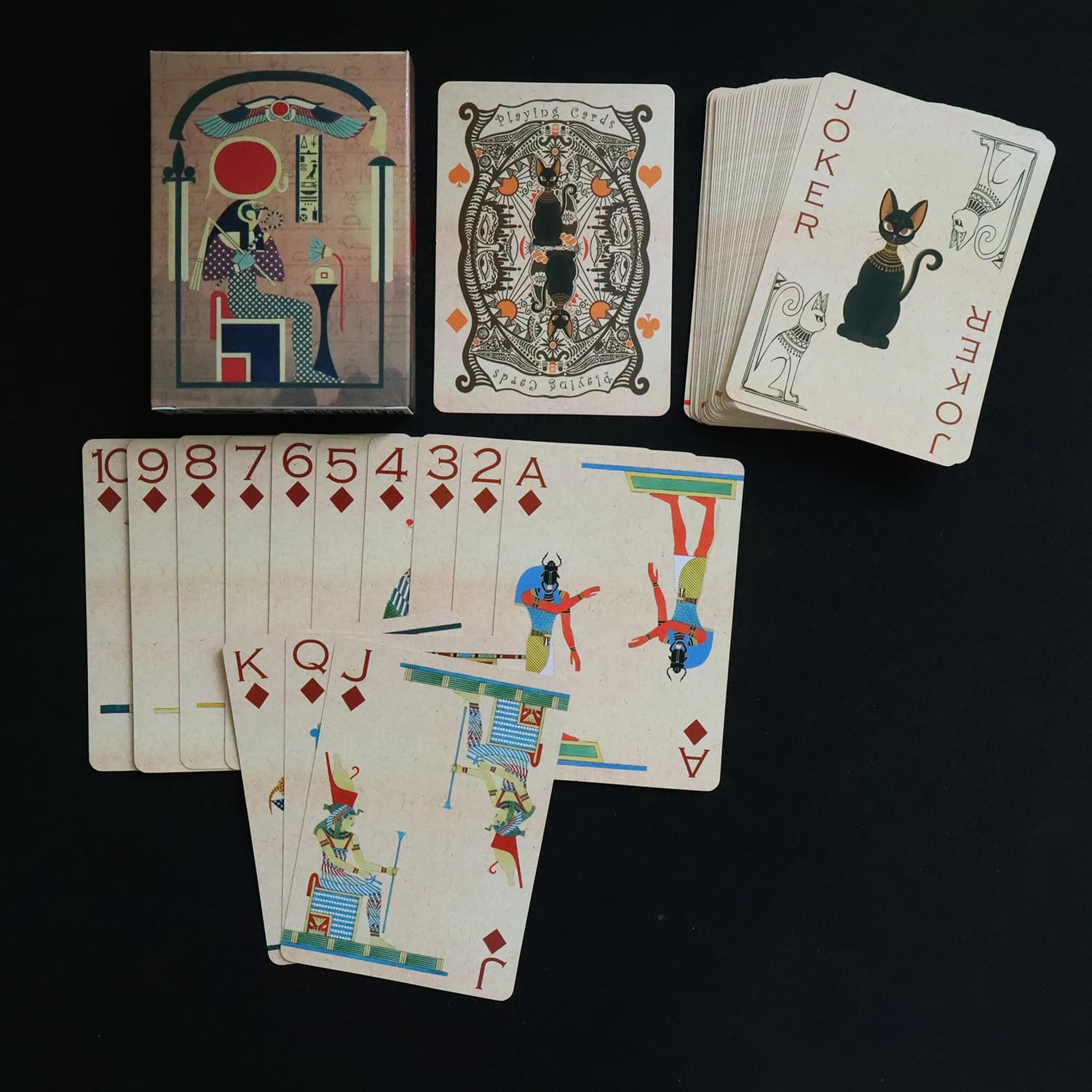 Carte da gioco per gatti dei dell'Antico Egitto Mazzo di carte a ponte in stile vintage Cartelli da gioco da tavolo da poker 60x90 mm
