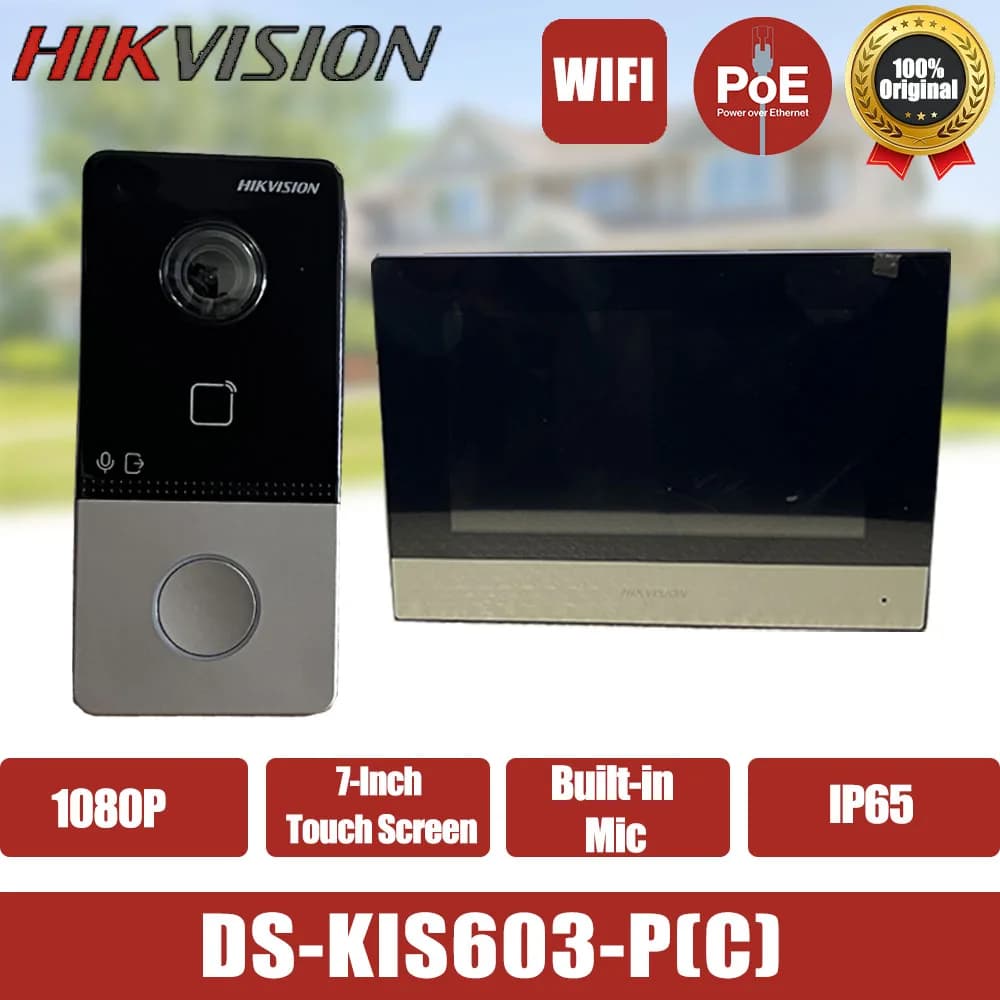 Kit videocitofono Hikvision POE DS-KIS603-P(C) Stazione porta campanello Il monitor WIFI include DS-KV6113-WPE1(C) DS-KH6320-WTE1