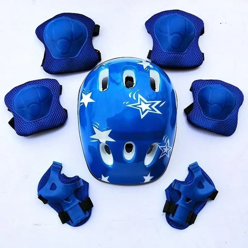 Ginocchiere per casco da bici per 5-16 anni Set di equipaggiamento protettivo per bambini Protezione per il polso Gomitiere Protezione per ginocchio per pattinaggio su ghiaccio per skateboard