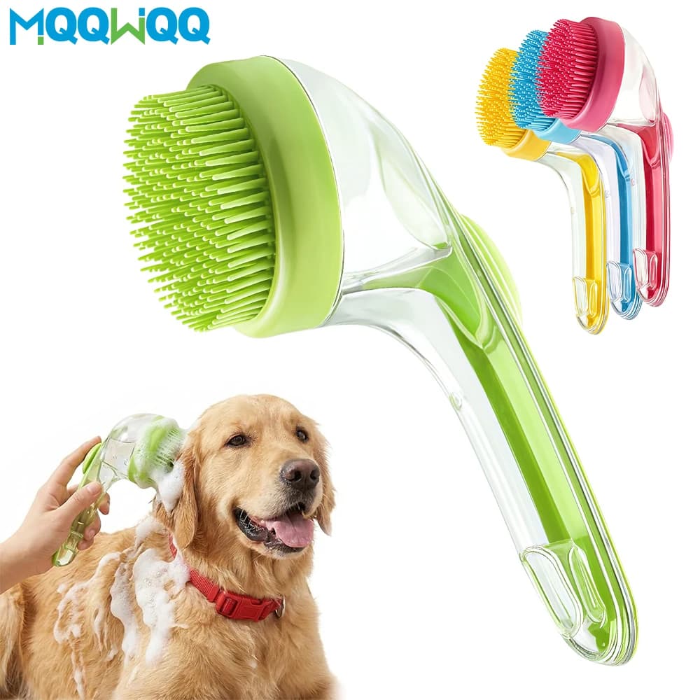 1/2/3Pcs Pet Bath Brush with Shampoo Dispenser, Dog Bath Brush Soft Silicone Bristle for Bathing Pets Grooming Massage Brush