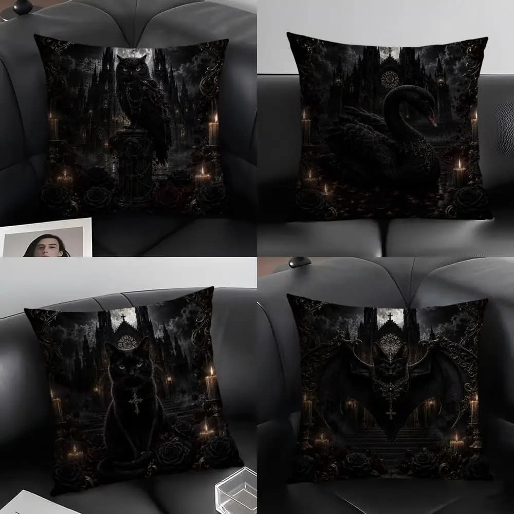 Gothic Raven Moonlit Elegy Pillow Case Linen Cushion Covers For Decorative Sofa Home Pillows Case Car Chair Pillows Cases