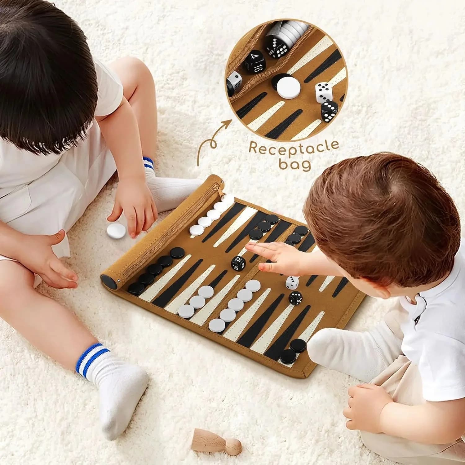 Scacchi da viaggio Backgammon Dama Set Giochi da tavolo in pelle arrotolabile Set da gioco da tavolo strategico per scacchi portatile per scacchiera per adulti