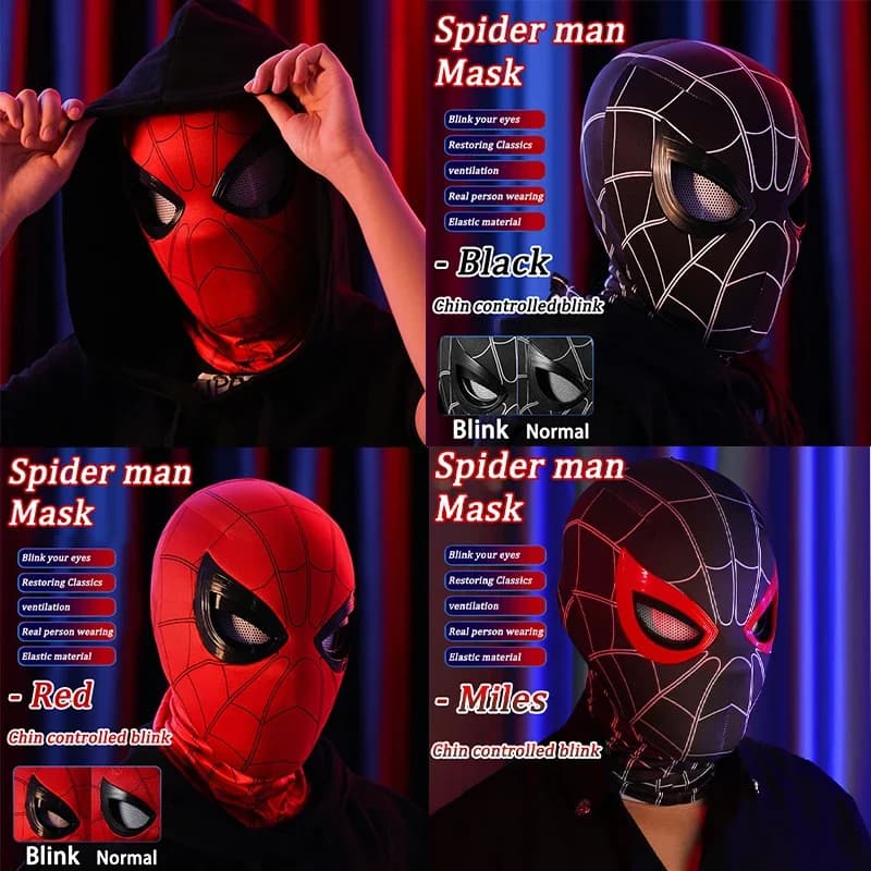 Maschera di Spider-Man con Funzione Lampeggiante, Accessori per Cosplay, Decorazioni per Feste, Maschera da Supereroe