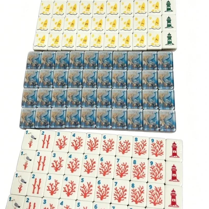【New】American Mahjong Set - 4-Layer Acrylic Ocean Themed Tiles Portable Travel Mah Jongg Game Ideal for Home Parties & Gifting