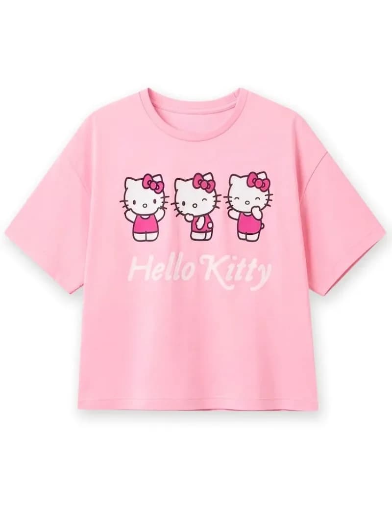 T-shirt Estiva Personalizzata in Cotone con Hello Kitty, Manica Corta, Super Carina, per Adulti e Bambini, Abbigliamento Sportivo