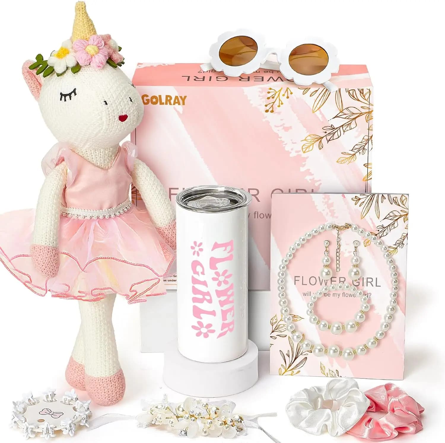 Gift Set for Damigella with Unicorn Maid, Cup, Sunglasses and Jewelry - Perfect Gift Pack for Girls