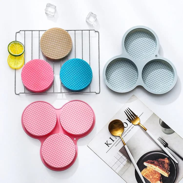 Stampo da forno cilindrico in silicone con fondo a 3 diamanti, stampo per torte, stampo da forno fai da te per uso domestico.