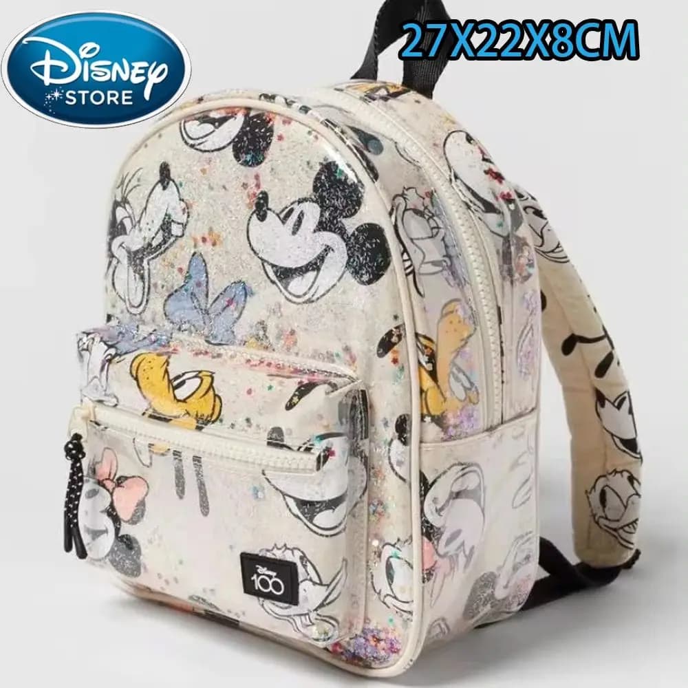Mickey Plush Cartoon Backpack Women's Mickey Mouse Donald Duck Pattern Student School Bag Large Capacity Backpack Shoulder Bag