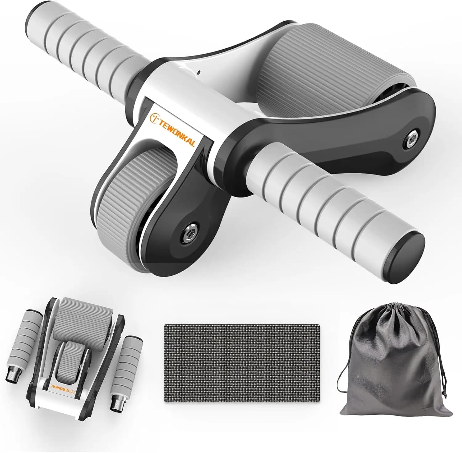 Portable Ab Roller Wheel with Knee Pad & Storage Bag, Foldable Design Quiet Wheels with Smooth Bearings, At Home Gym Travel for