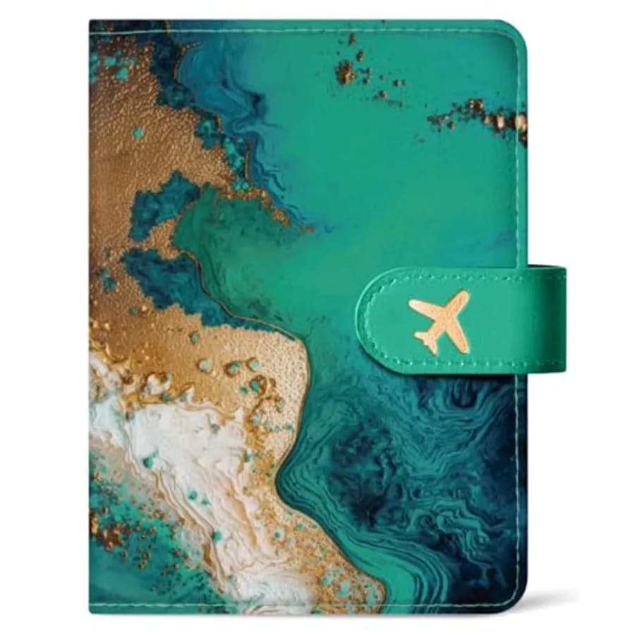 Passport Holder for Travel Essentials, RFID Blocking Leather Cover Wallet with Magnetic Closure, Aesthetic and Cute Passport Bo