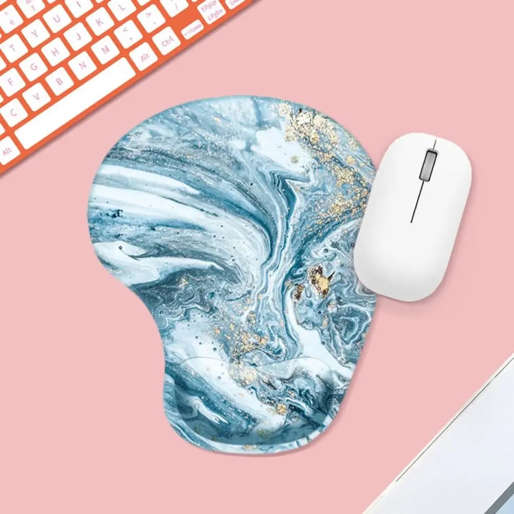 Tappetino per mouse con poggiapolsi con texture marmorizzata, tappetino per mouse da gioco antiscivolo, ergonomico, confortevole, accessori per ufficio, universale