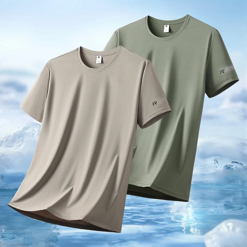 T-shirt da uomo per allenamento tennis all'aperto, assorbente, ad asciugatura rapida, casual, estiva, versatile, in seta ghiaccio, a maniche corte