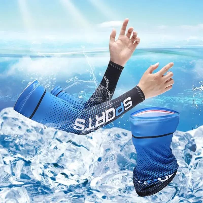 2 pcs Set sun protection UV gloves long protection for hands cover sleeves ice silk sleeves outdoor arm Cool Sport cycling